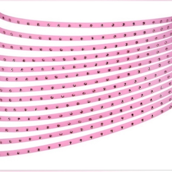 NWT SKIMS Size XS Pink Rhinestone Swim Strappy Skirt - Picture 8 of 9